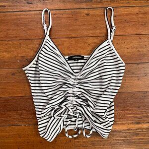 Ambiance Women's Crop top Color Black and White Size Medium